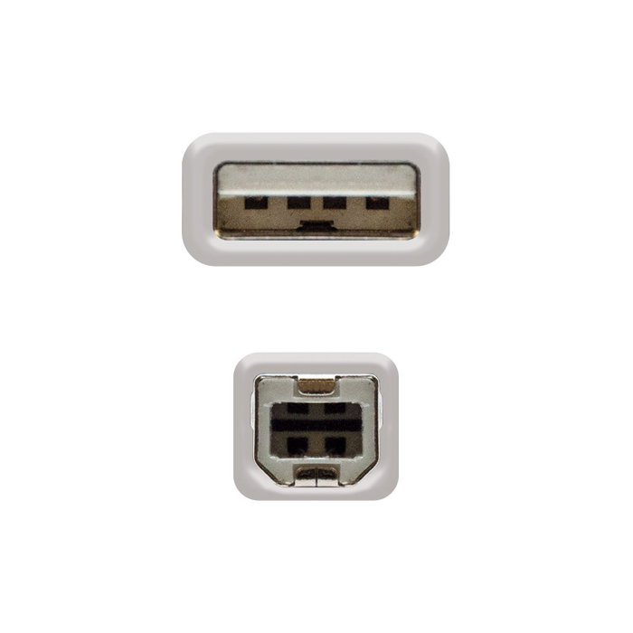 NANO CABLE Cable USB 2.0 para Impresora A/M a B/M, 3 m, Beige